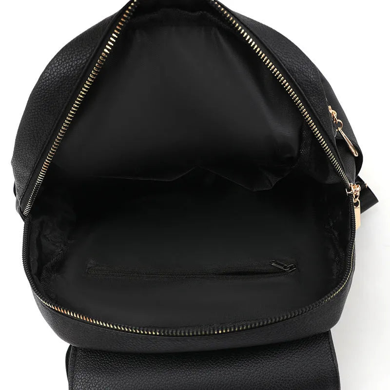 Women's soft PU leather backpack in advanced texture finish with three-dimensional pockets