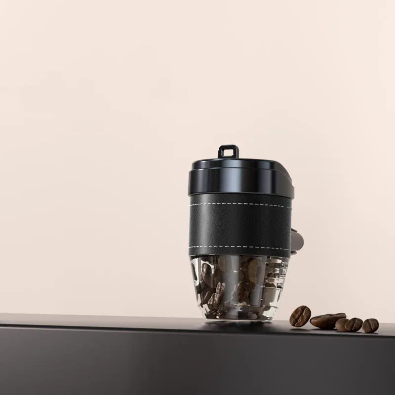 Coffee cup shaped car air freshener in plastic construction with coffee beans scent