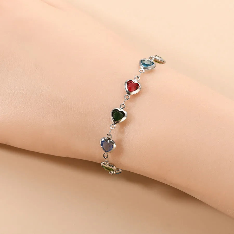 Unisex geometric heart bracelet in stainless steel with colourful electroplated finish