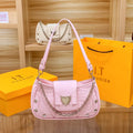 Caring Leisure soft PU shoulder crossbody bag, 24 cm × 7 cm × 13 cm, shown in available colours.