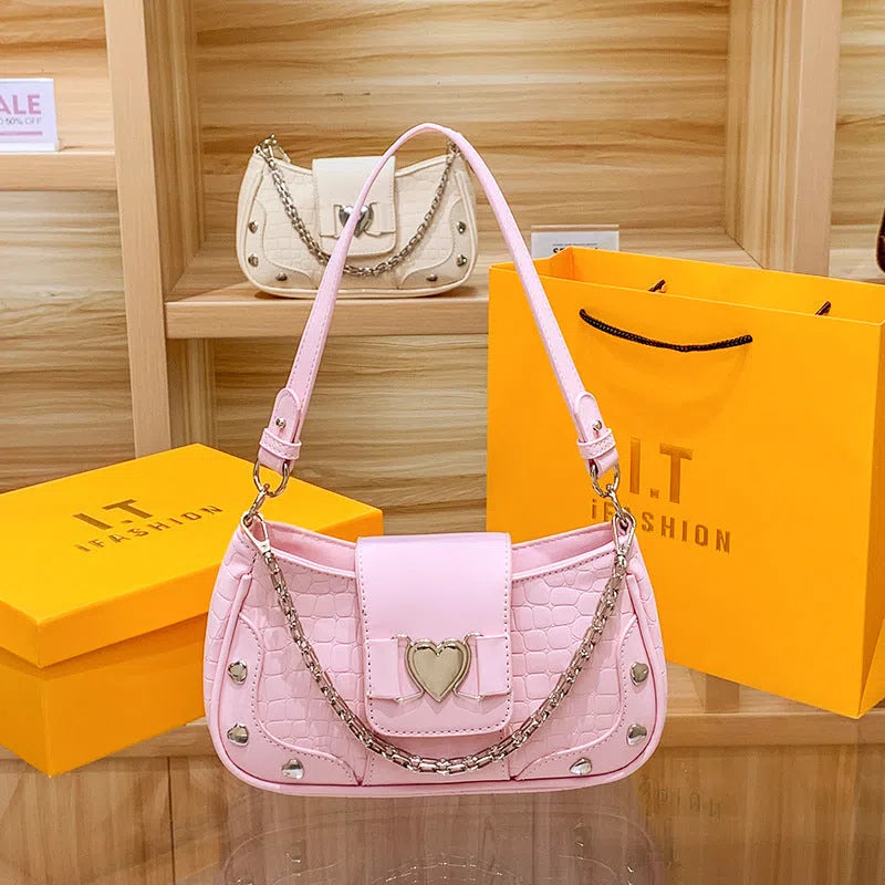 Caring Leisure soft PU shoulder crossbody bag, 24 cm × 7 cm × 13 cm, shown in available colours.