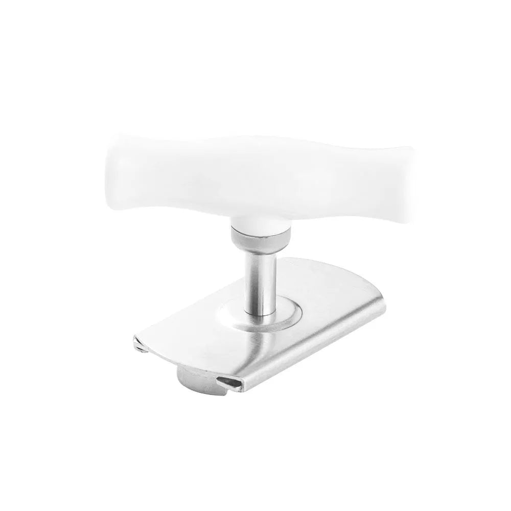 White stainless steel adjustable bottle opener with gear mechanism and anti-slip PP handle