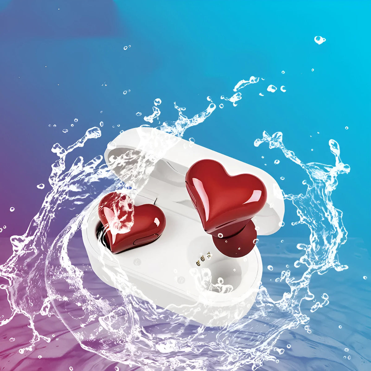Wireless in-ear Bluetooth 5.0 headphones with charging case, waterproof, 10m range, 4-8 hours, red pink purple blue