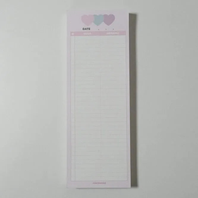 Vertical English word notepad in blue, pink, or purple cover, showing double-sided printed pages.