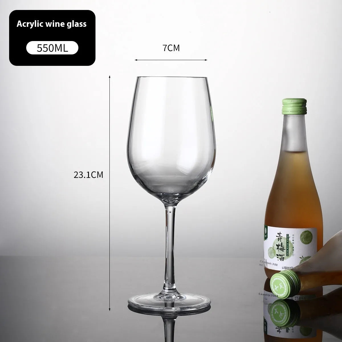 Transparent PC acrylic wine bottle with modern simple design, 300ml or 550ml capacity for party catering