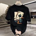 A plain black or white heavyweight cotton men's short-sleeved T-shirt