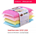 Macaron coloured pinstripe fabric sponge dish mop shown on a kitchen surface.