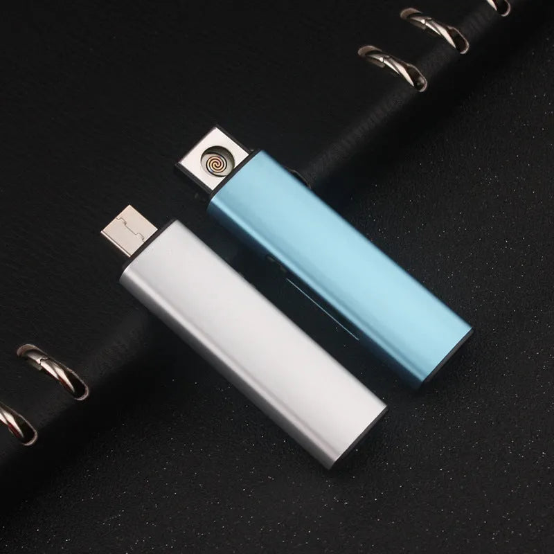Rechargeable metal cigarette lighter with windproof function in random colours from 20-piece set
