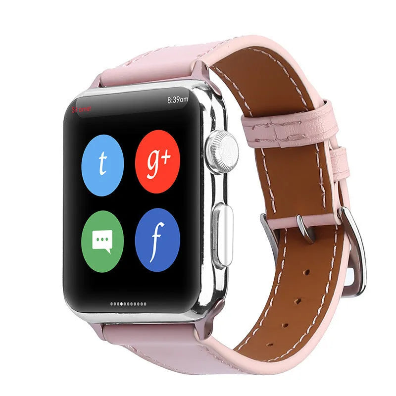 Pink cowhide leather smart watch strap for Apple Watch 1-4, 38mm or 42mm size option, lightweight about 15g