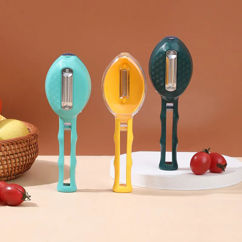 Peeling knife with storage lid stainless steel blade 19x6cm blackish green modern minimalist design