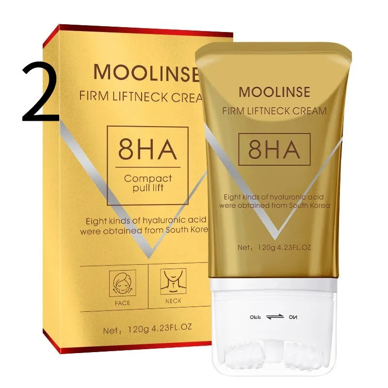 Neck moisturising cream with a roller applicator for dry skin.