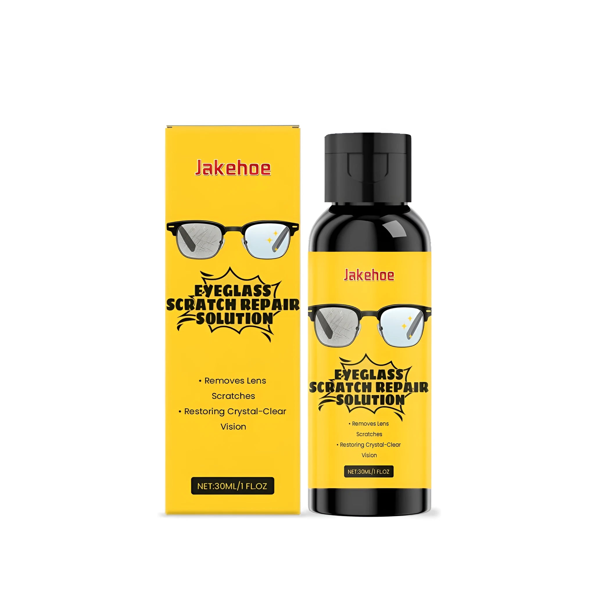 30ml bottle of liquid eyeglass scratch repair solution.