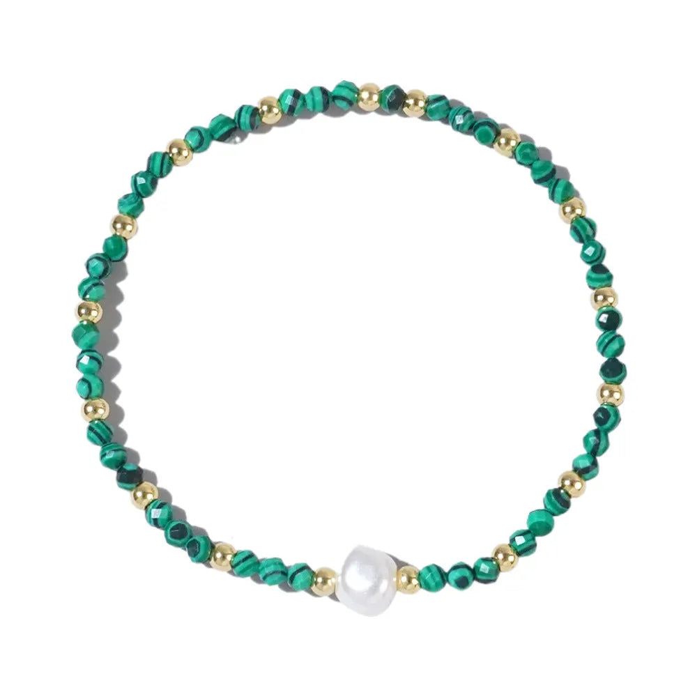Natural stone geometric bracelet with elliptical elements showing colour variations BB24071801A to O