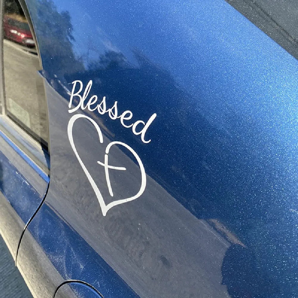 Three heart-shaped Faith Hope Love letter stickers in black, white, and red colours.
