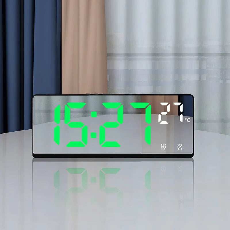 Creative multi-functional electronic clock with large LED screen, thermometer, and multi-group alarm in ABS shell