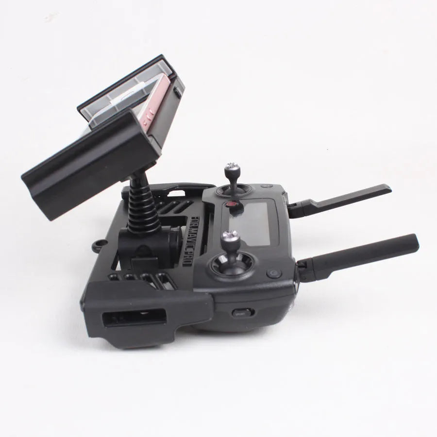 Black MAVIC PRO remote phone holder, injection-moulded flat stand support plate for DJI Mavic Pro controller, fits 4 to 12 inch devices