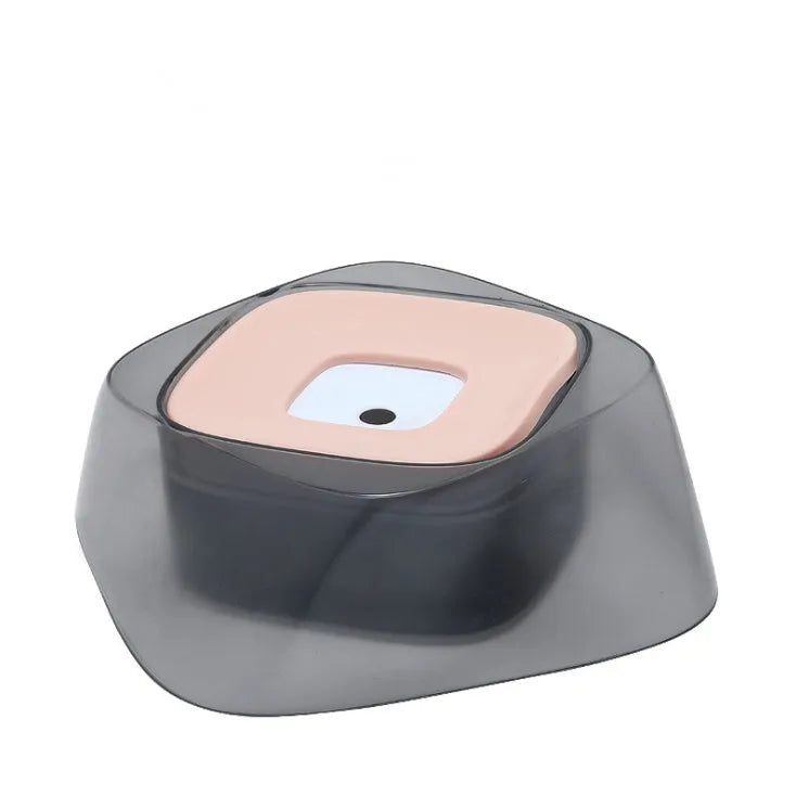 Pet dog bowl with floating anti-spill disc, 750ml capacity, arch shape design, and anti-skid cushion, beige colour