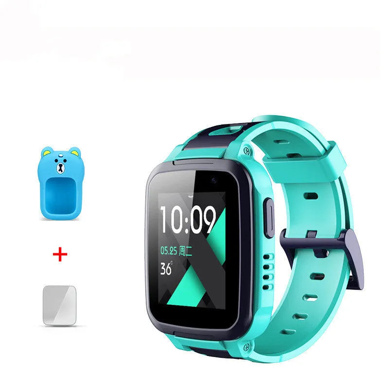 SE5Plus blue and pink children's smartwatch with stainless steel band on wrist