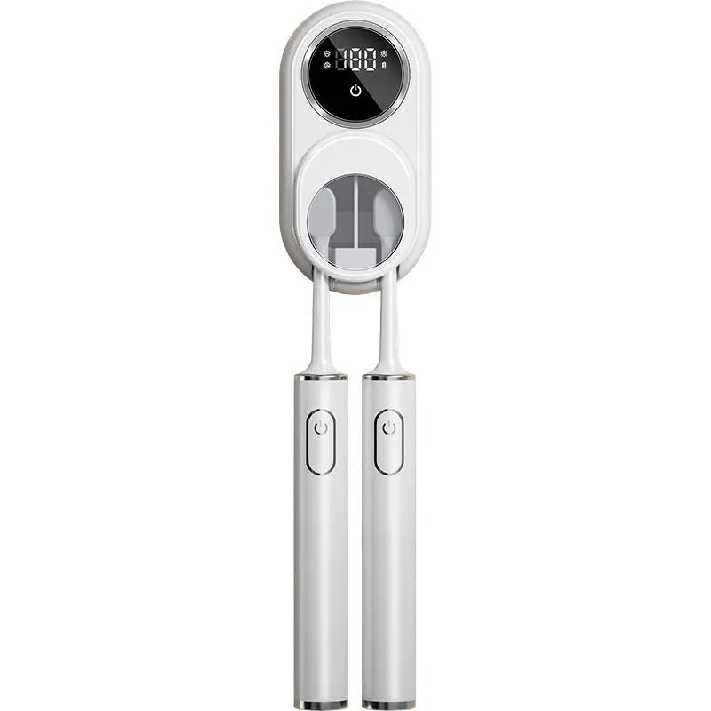 White electric wall-mounted rack with UV light for drying and sterilising kitchen utensils