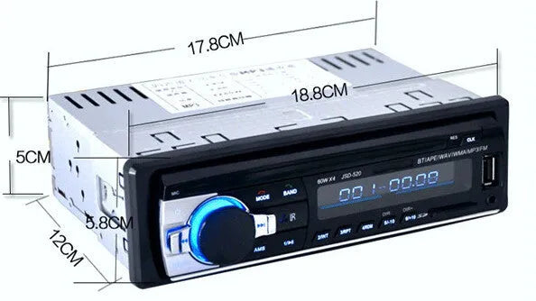 JSD-520 Bluetooth car stereo FM radio MP3 player with USB SD aux and remote control