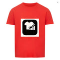 Red and white striped short sleeve T-shirt with a Japanese retro style, made from silk and linen blend fabric.