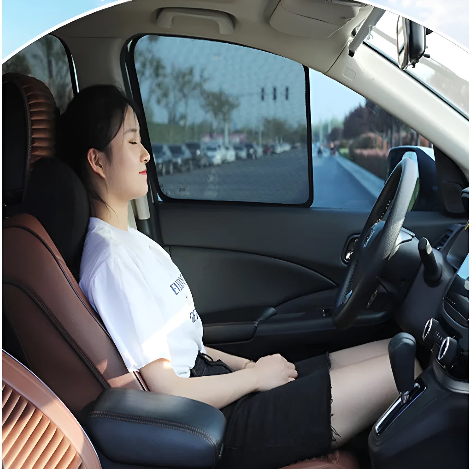 Nylon mesh car sunshade privacy curtain set for front rear side windows