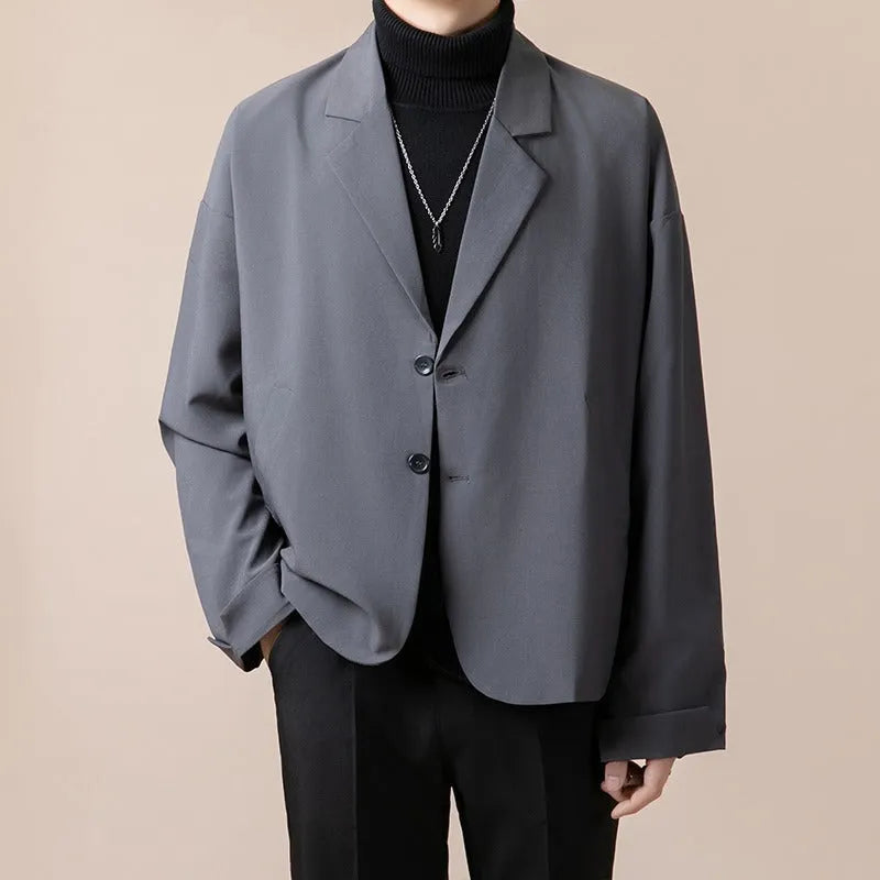 Men's loose fit casual jacket in polyester blend fabric available in four colours