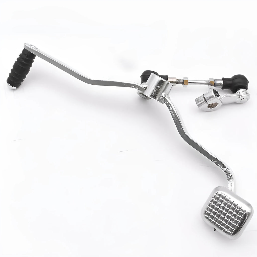 Steel motorcycle gear lever for GS125 model, showing coarse and fine teeth step design, length 300mm.