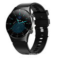 Black sports smartwatch with 1.28-inch glass touchscreen display on TPU wrist strap