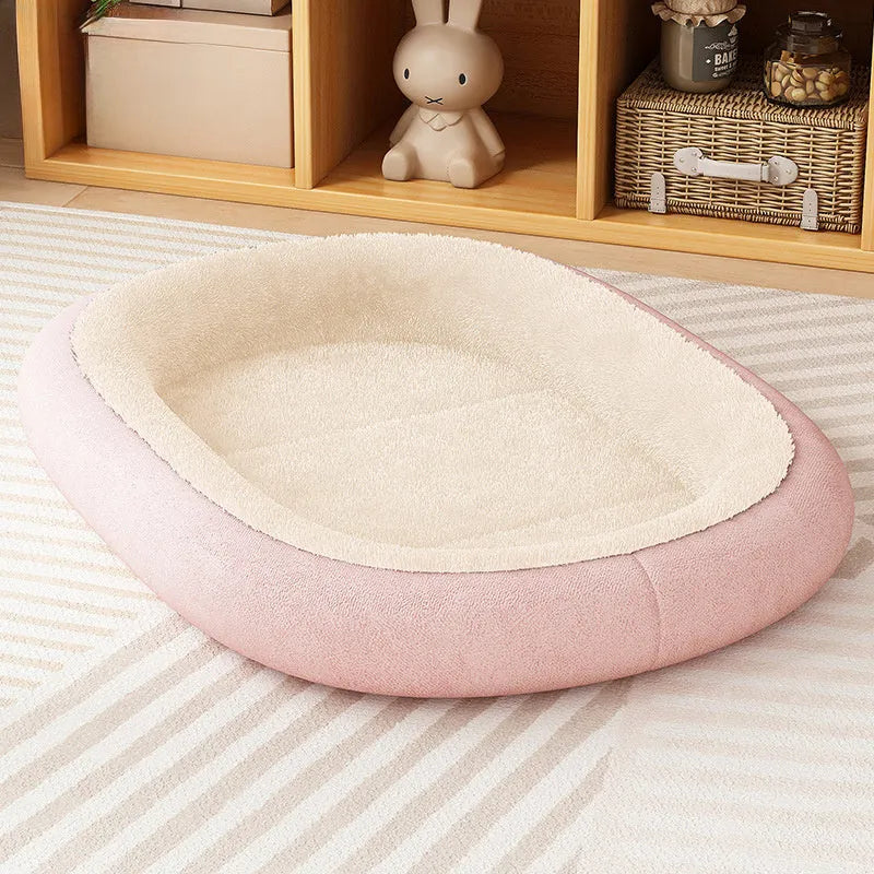 Grey thickened fabric indoor dog kennel with roof and removable plush cushion for small pet
