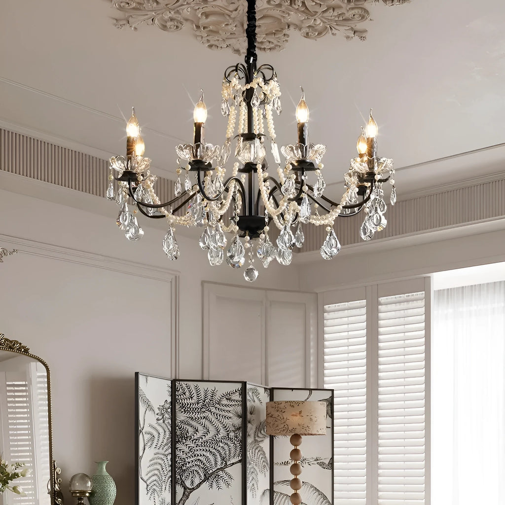 Black iron crystal chandelier with 8 heads for living room ceiling light