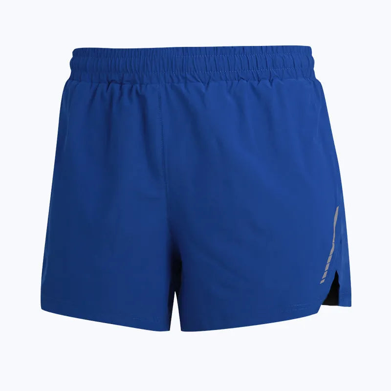 Men's grey quick-drying polyester running shorts for marathon training.