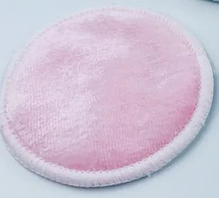 Bamboo velvet makeup remover pads in red and blue with cotton mesh storage bag