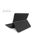 Ultra-thin black wireless Bluetooth keyboard case for iPad, flip style with imitation leather cover and integrated keyboard