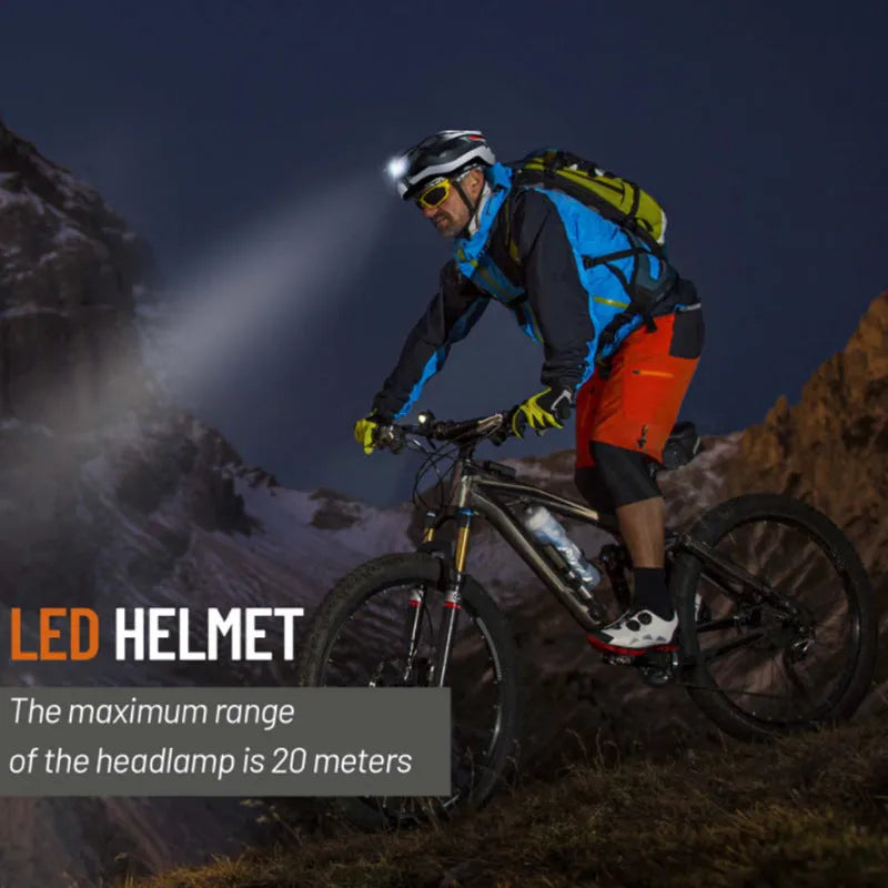 Black and grey adult cycling smart helmet with integrated red LED safety light on the rear.