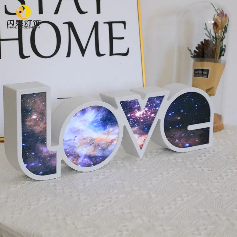 Rainbow style LED LOVE decorative light lamp for Valentine's Day and wedding party decoration.