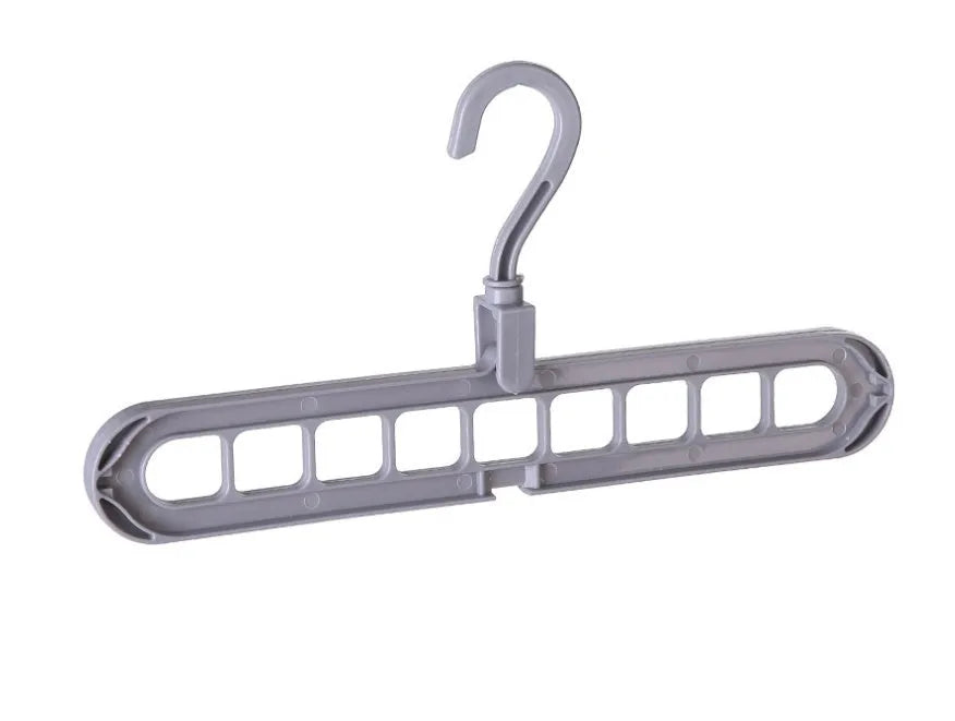 Plastic clothes hanger organiser with rotating hook in various colour options on white background