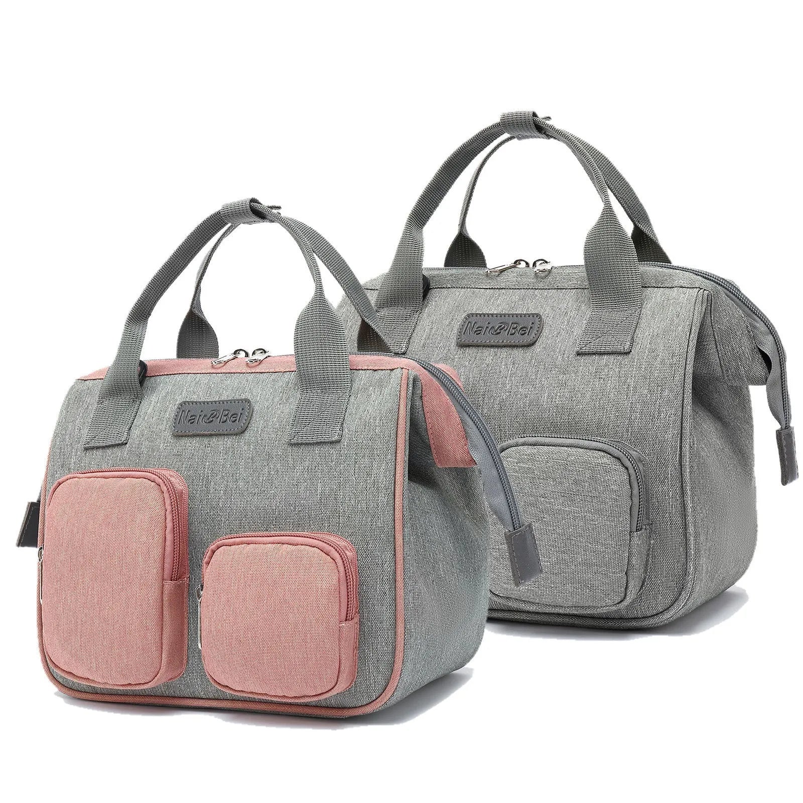 Women's large waterproof handbag with Oxford cloth construction and organisational compartments in grey colour