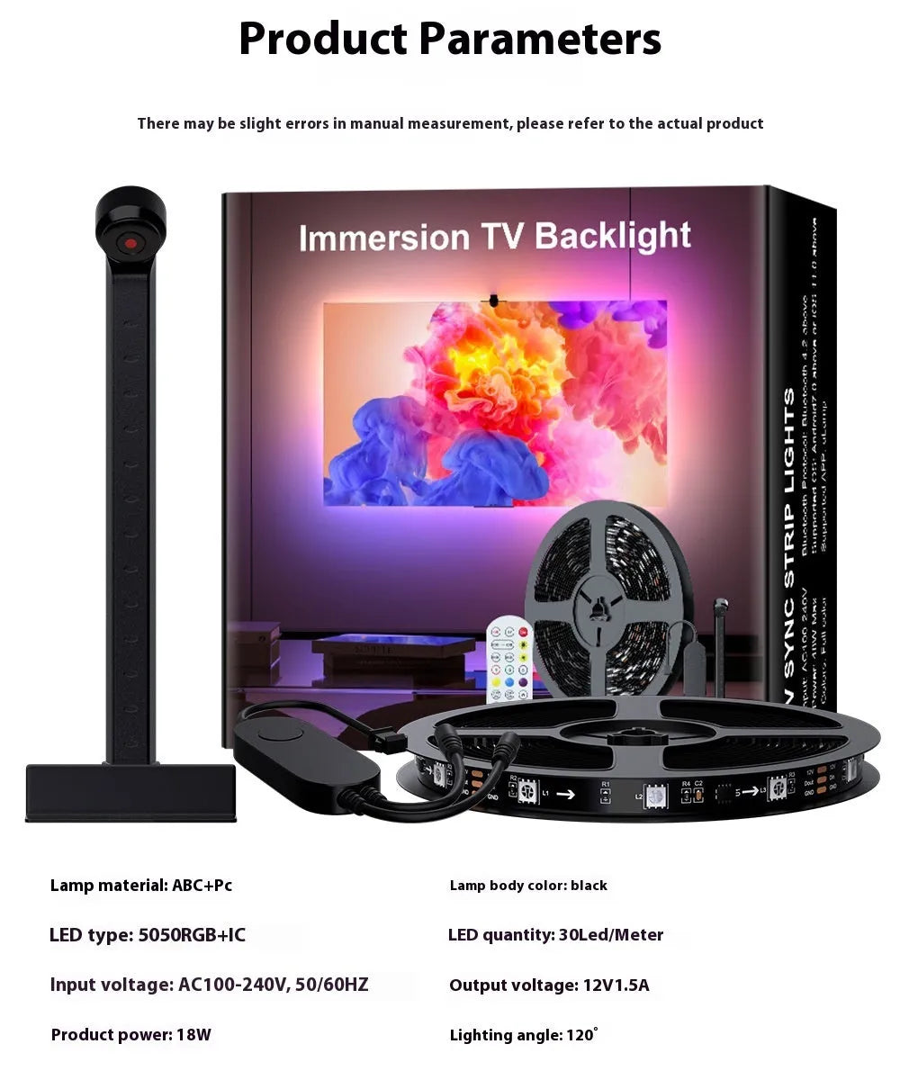 Sensor capture TV background light belt with 5050 LEDs, 30 per metre, Bluetooth APP control