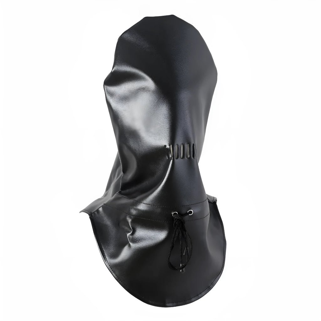 Black leather breathable adult play mask for roleplay and training