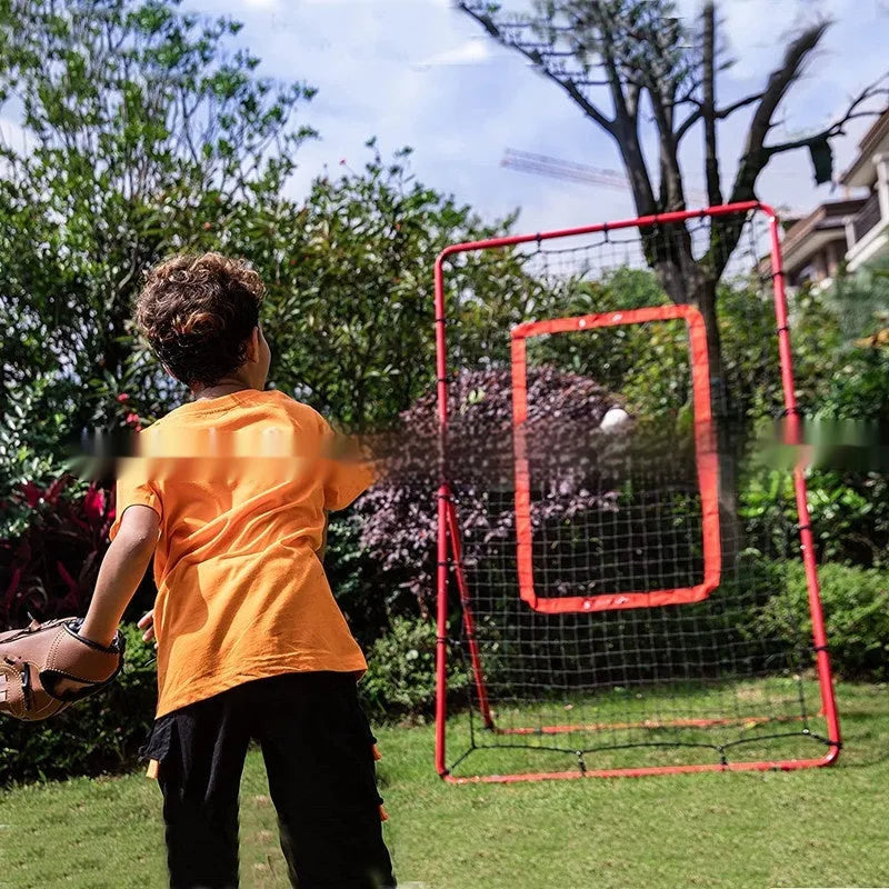 Red 4x6 FT adjustable baseball training net with metal frame for sports practice