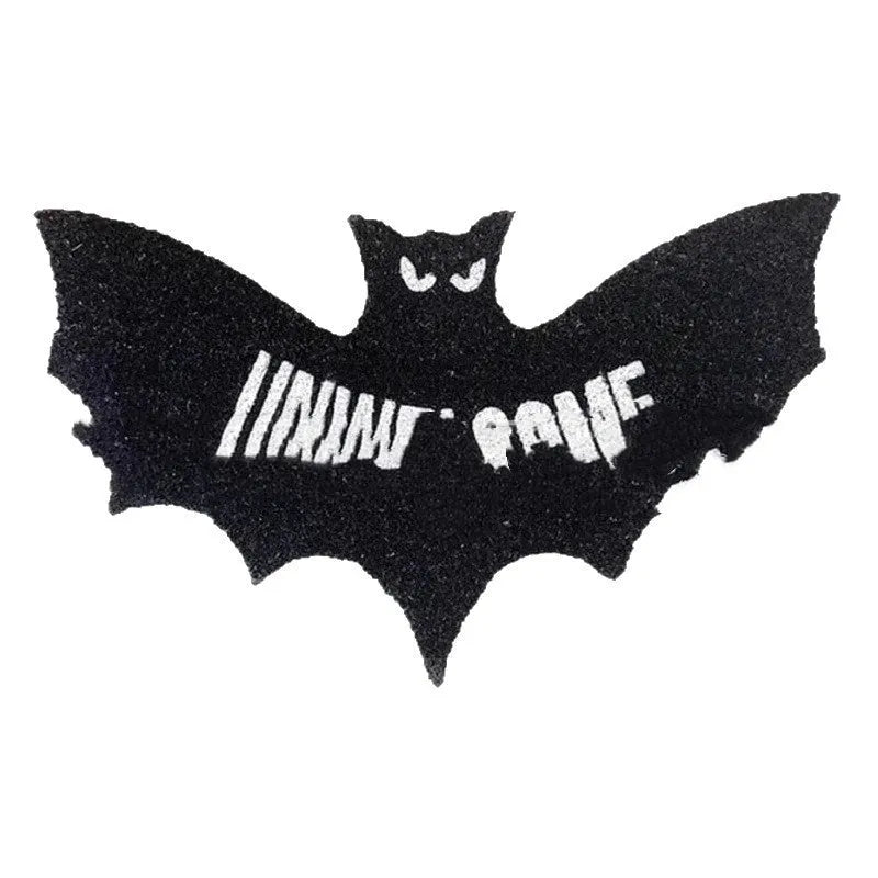 Bat-shaped plastic doormat measuring 80x40 centimetres in bat mat style