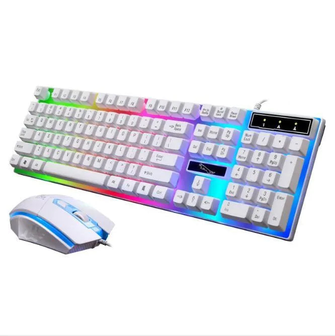 G21 wired mouse and keyboard set with suspended lighting keyboard and 1000dpi optical mouse in black
