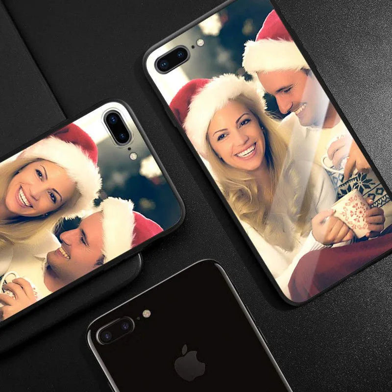 Patterned ultra-thin iPhone case with raised camera bumper edge on a table.
