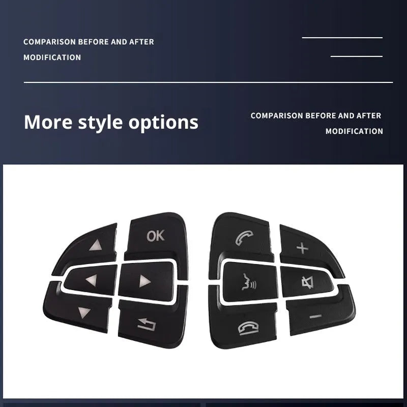 Set of Mercedes steering wheel button stickers in ABS plastic, Type A configuration, for C-Class and GLC models