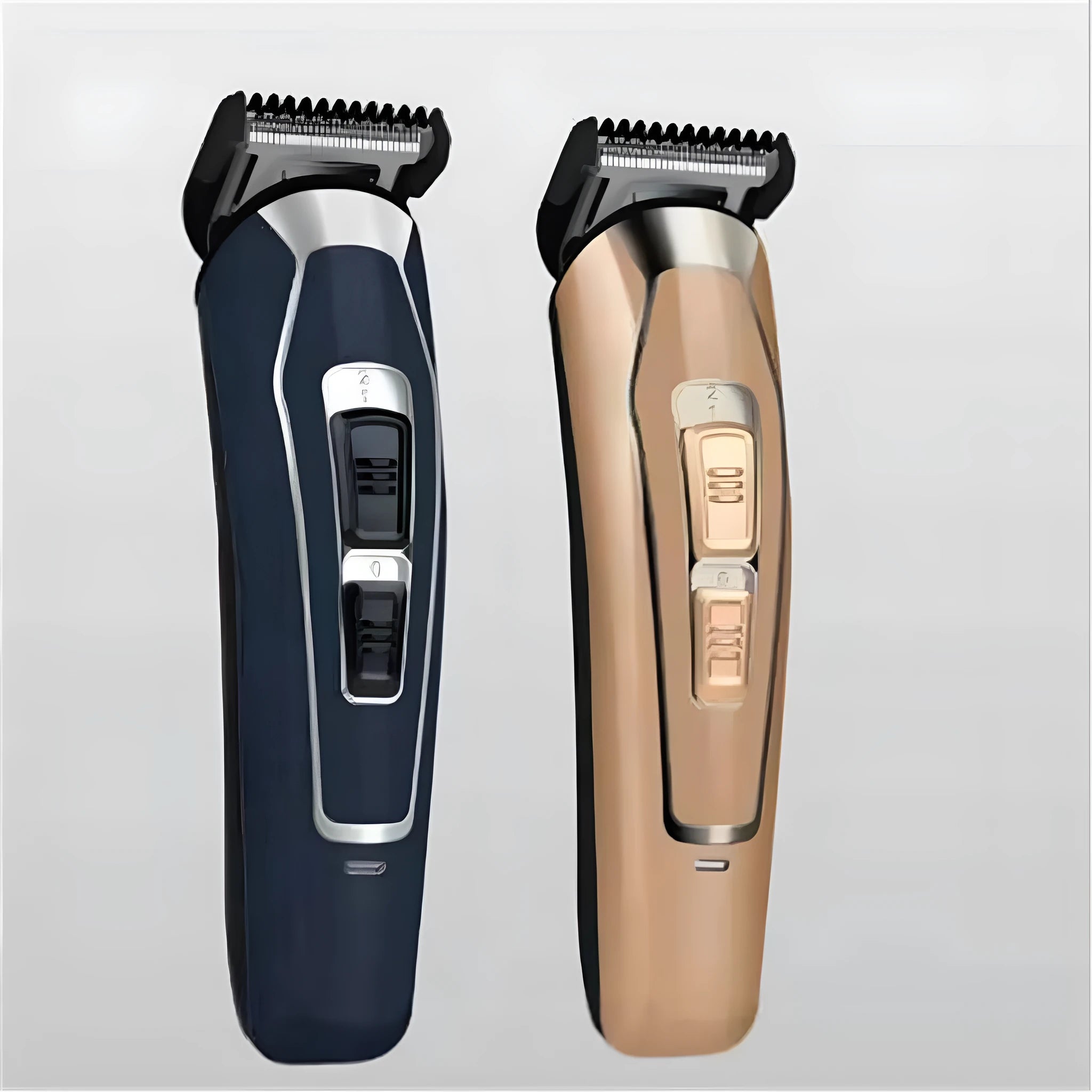 Dark blue rechargeable electric hair clipper with stainless steel blades and European plug
