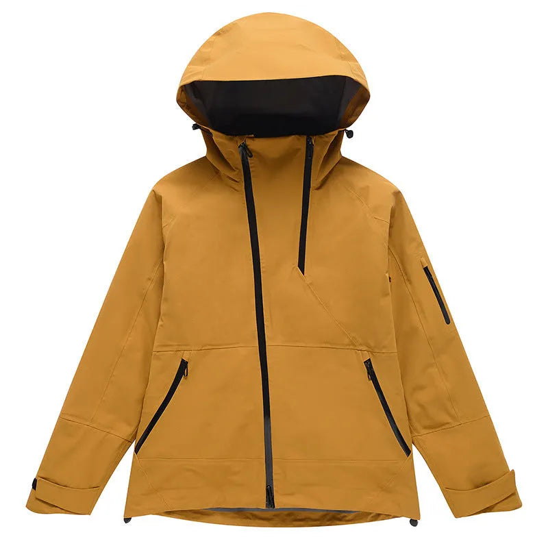 Unisex windproof waterproof ski suit for winter sports in yellow black grey colours