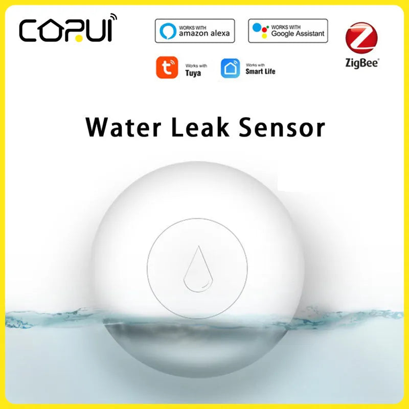 Zigbee wireless water sensor flood detector with compact PC housing measuring 50mm by 17mm