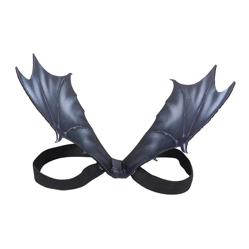 Black cloth bat wings Halloween costume accessory for dogs and cats in three sizes
