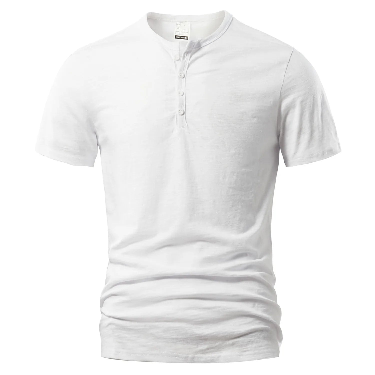 Men's solid colour slub cotton short sleeve T-shirt in British style pullover design.